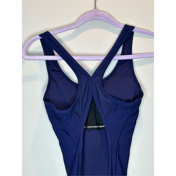 Speedo Endurance Lite Navy and Gray Textured One Piece Swimsuit Size 6 - Picture 5 of 9